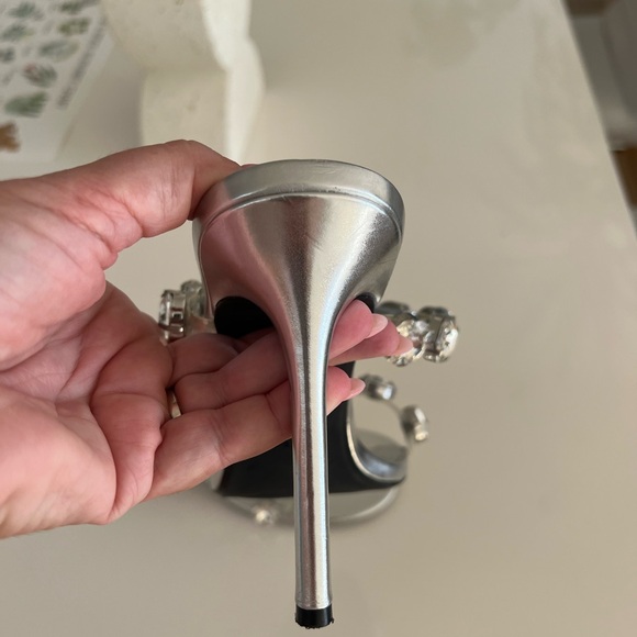 💎Zara Rhinestones Crystals Embellished Mules Silver Heels US Sz 11/ EU 42 - Picture 8 of 11